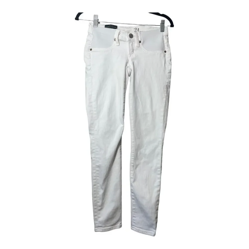 J Crew Maternity Jeans Toothpick Skinny White 24 Ankle Style A1633